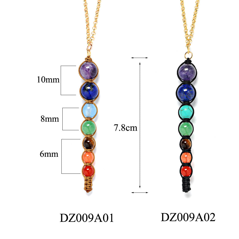 Multicolor Lava 7 Chakra Healing Balance Beads Necklace Women