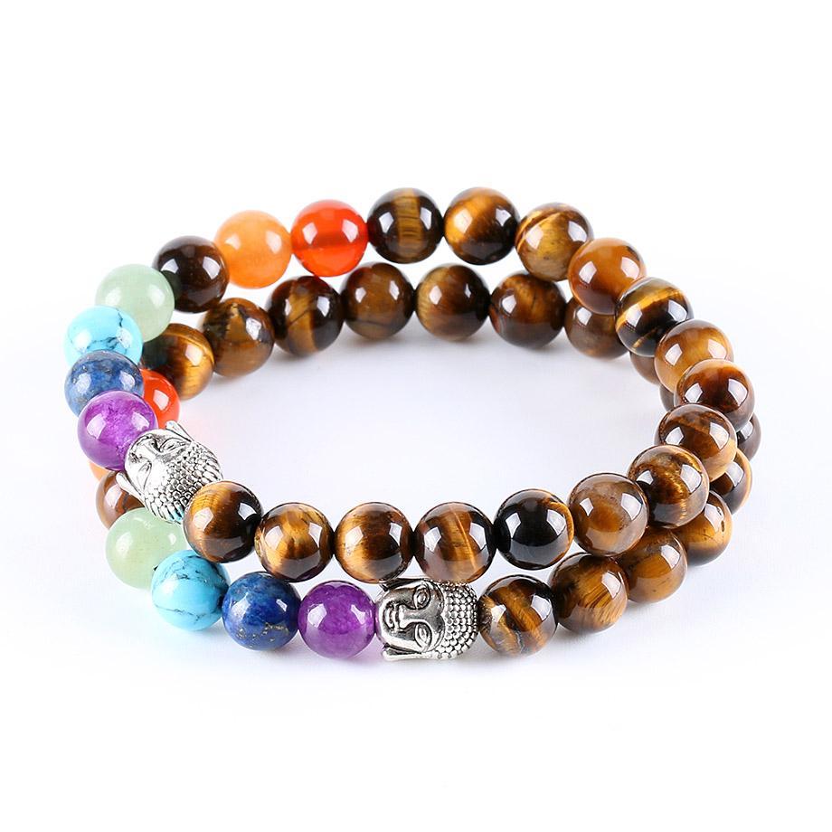 8mm Natural Round Stone Tiger Eye Beads Buddha Bracelets