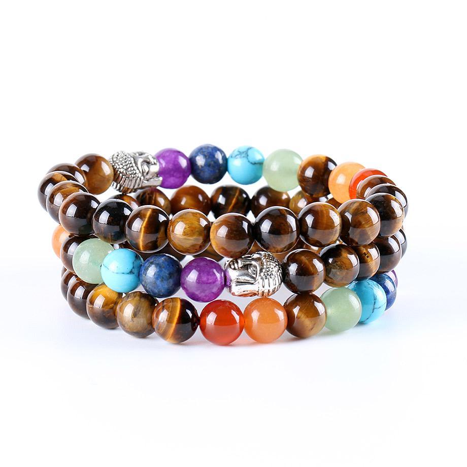 8mm Natural Round Stone Tiger Eye Beads Buddha Bracelets