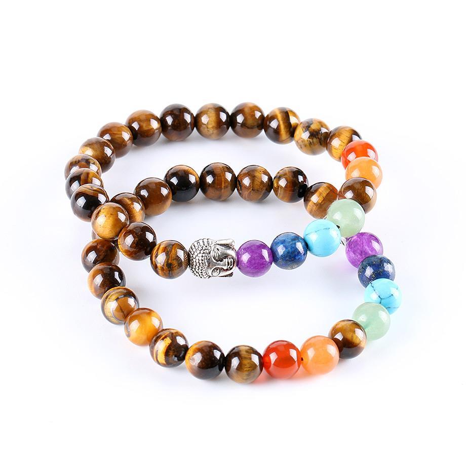 8mm Natural Round Stone Tiger Eye Beads Buddha Bracelets