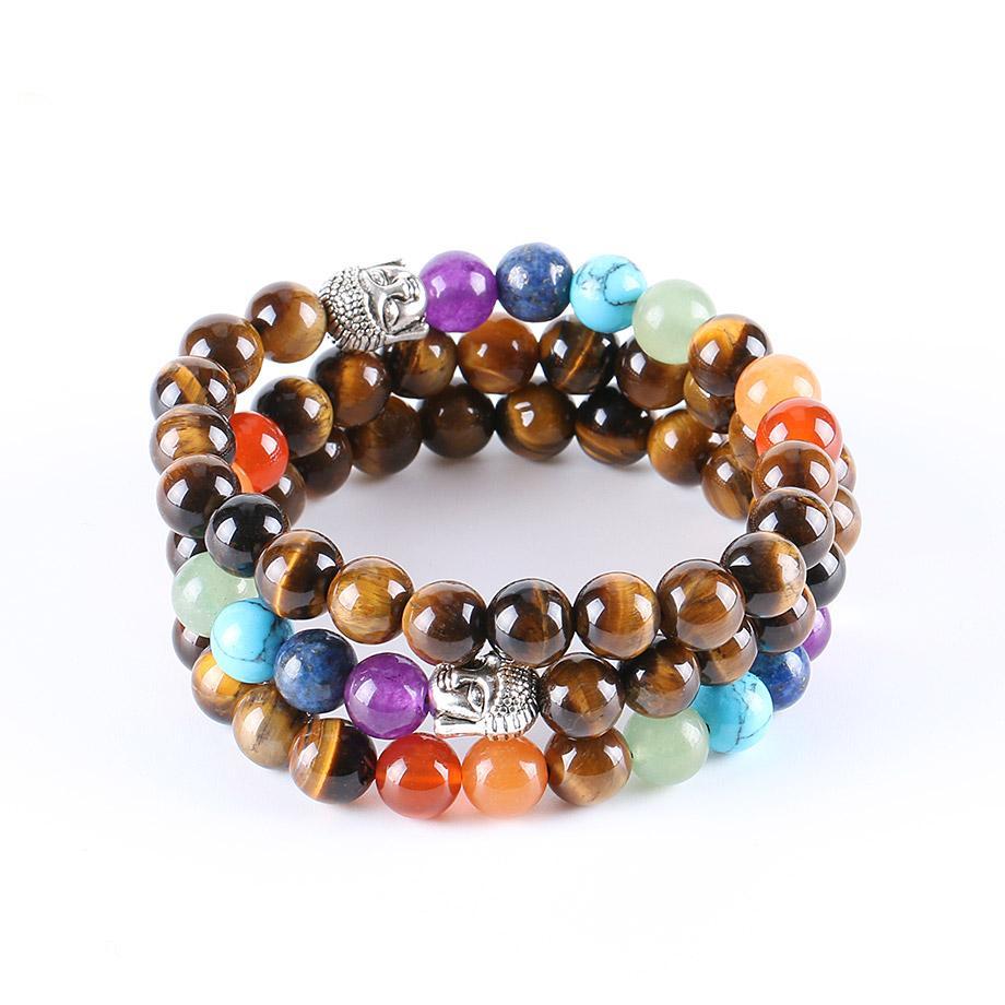 8mm Natural Round Stone Tiger Eye Beads Buddha Bracelets