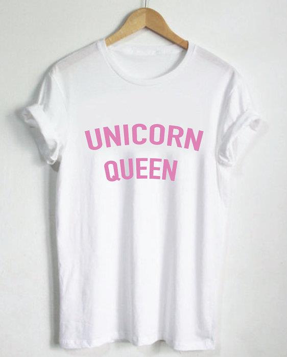 Women T shirt Unicorn Queen Pink Letters Print Cotton Casual Funny Shirt For Lady
