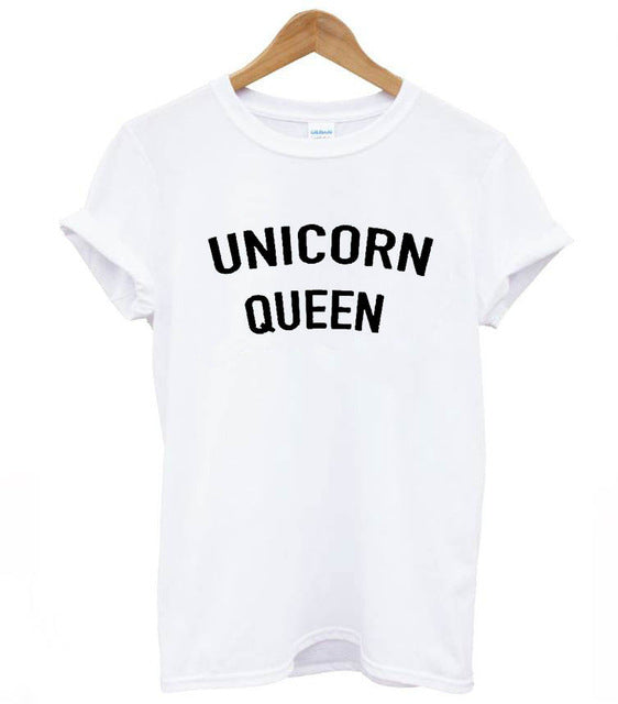 Women T shirt Unicorn Queen Pink Letters Print Cotton Casual Funny Shirt For Lady