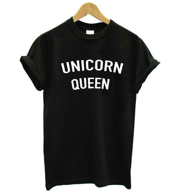 Women T shirt Unicorn Queen Pink Letters Print Cotton Casual Funny Shirt For Lady