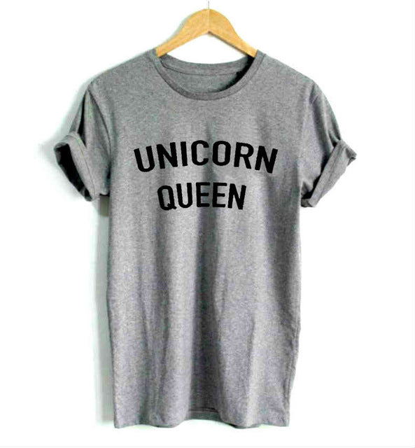 Women T shirt Unicorn Queen Pink Letters Print Cotton Casual Funny Shirt For Lady