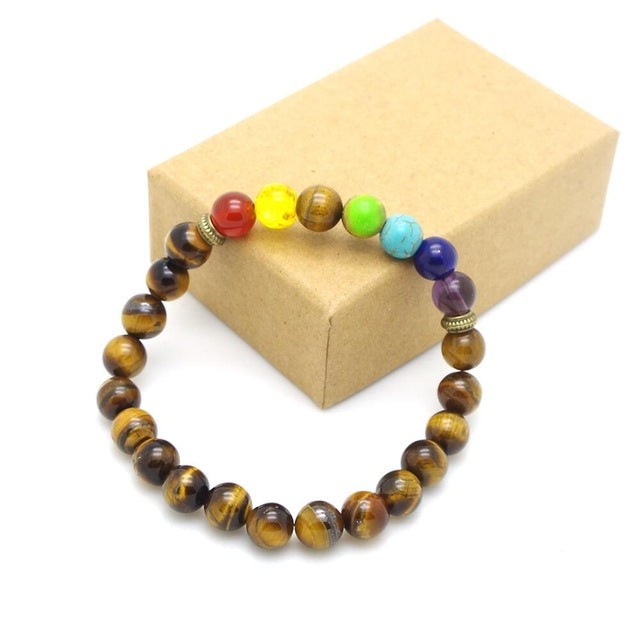 Mens Womens 7 Chakra Mixed Stone Healing Chakra