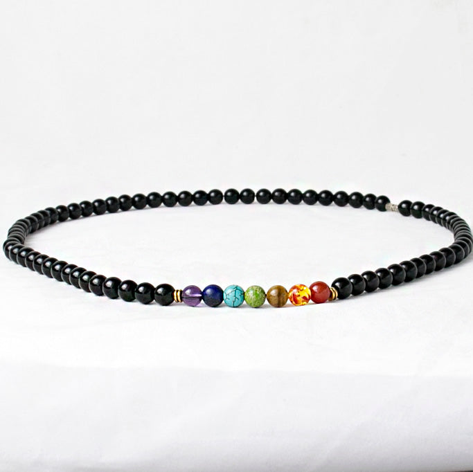 Black Onyx Beads Necklace Women Multicolor