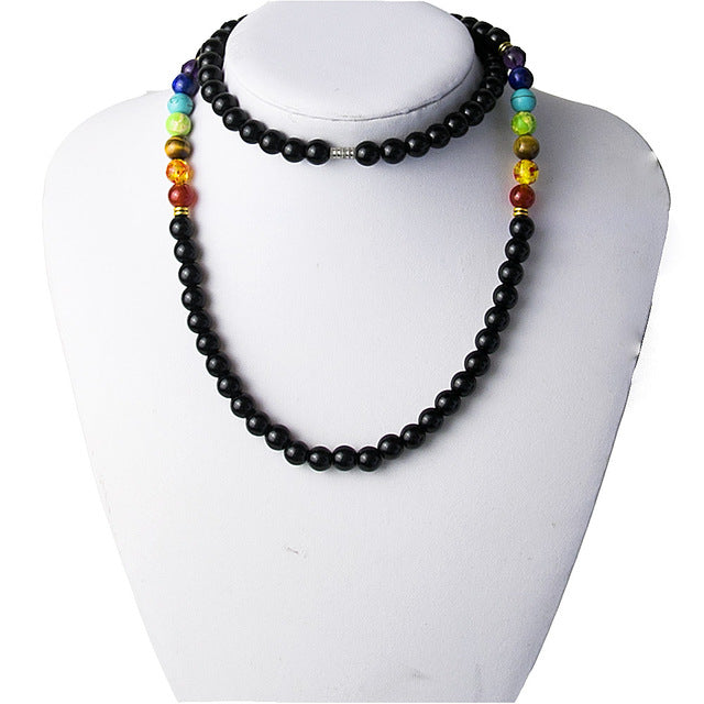 Black Onyx Beads Necklace Women Multicolor