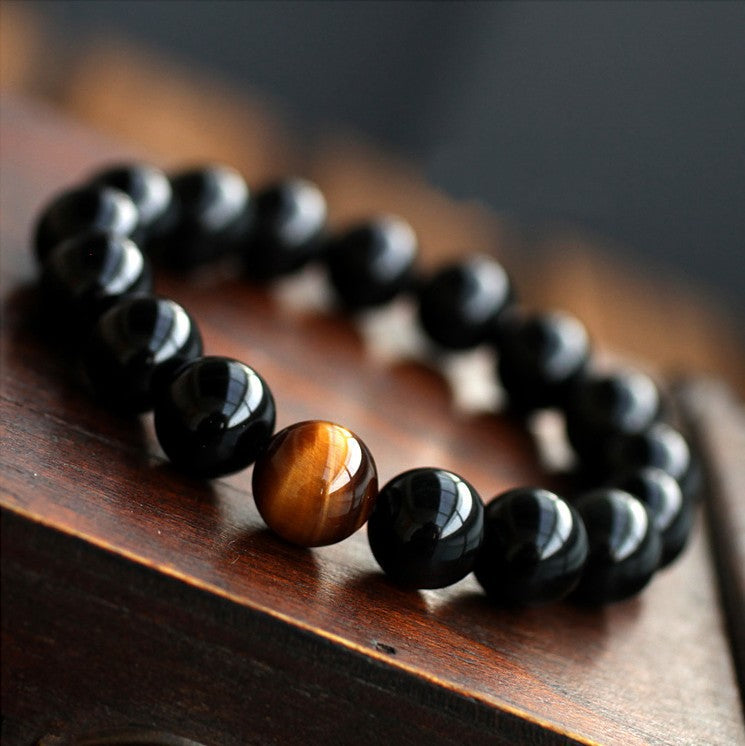 Natural Black Onyx Stone Beads Men Jewelry