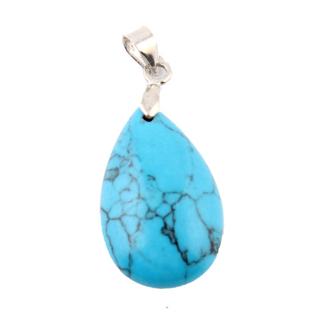 Assorted Natural Stone Water Drop Pendants