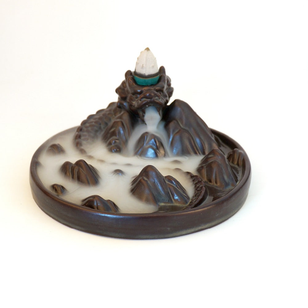 The Majestic Mountains Ceramic Dragon Back Incense Burner