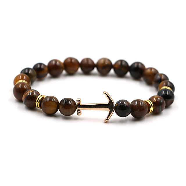 Natural Stone Anchor Bracelet Arrow White Black Onyx