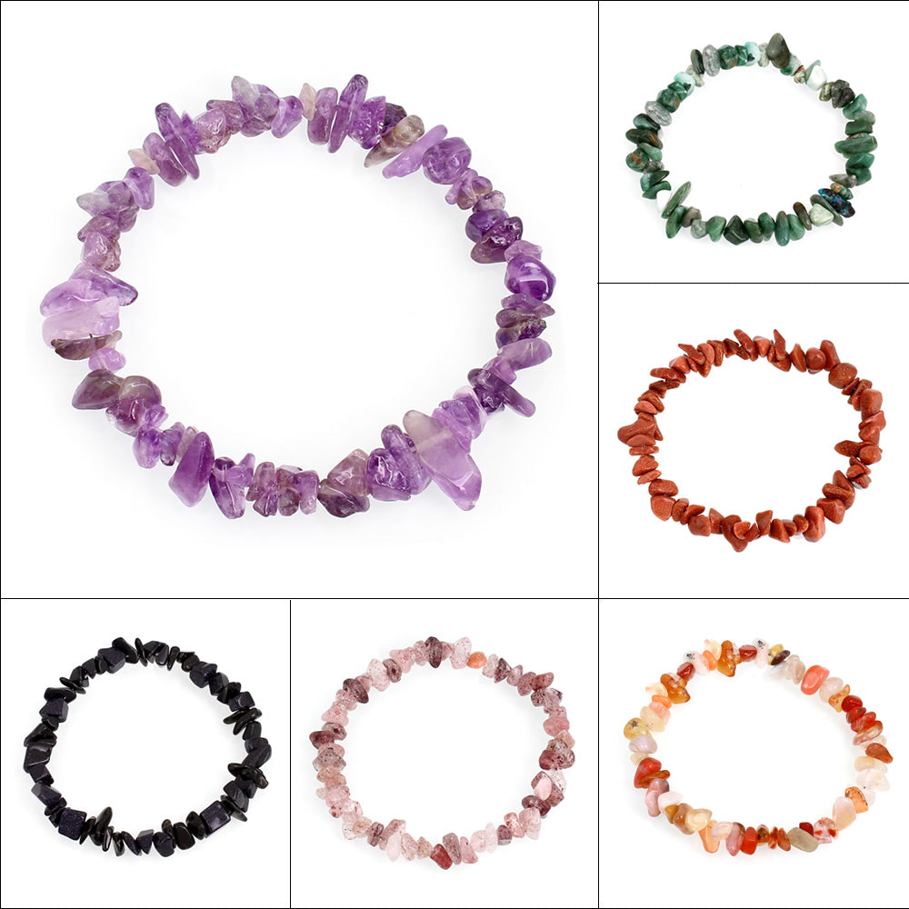 Moonstone Stone Chips Beads Elastic Bracelets