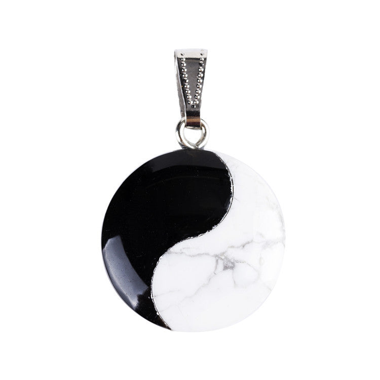 25mm Black obsidian Howlite Round Tai Ji Supreme pole Pendants