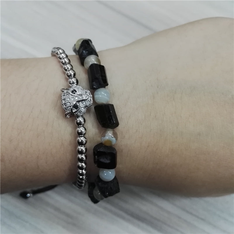 Round Hematite Brown Tiger Eye Metal Charms