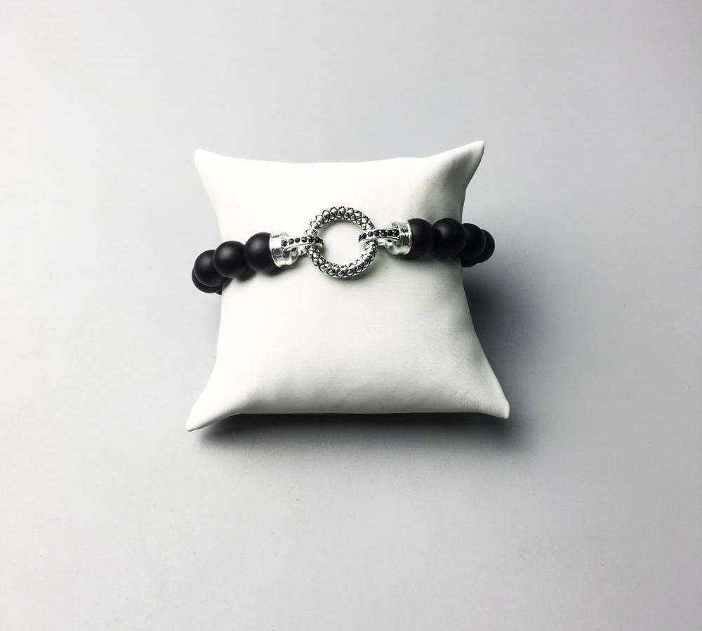 Black Onyx & Silver Beads Heart Super Deals Gift