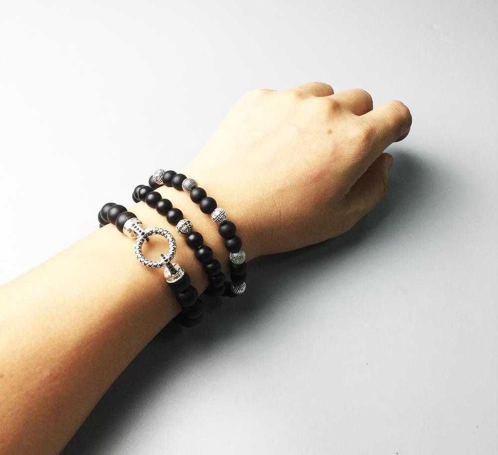 Black Onyx & Silver Beads Heart Super Deals Gift