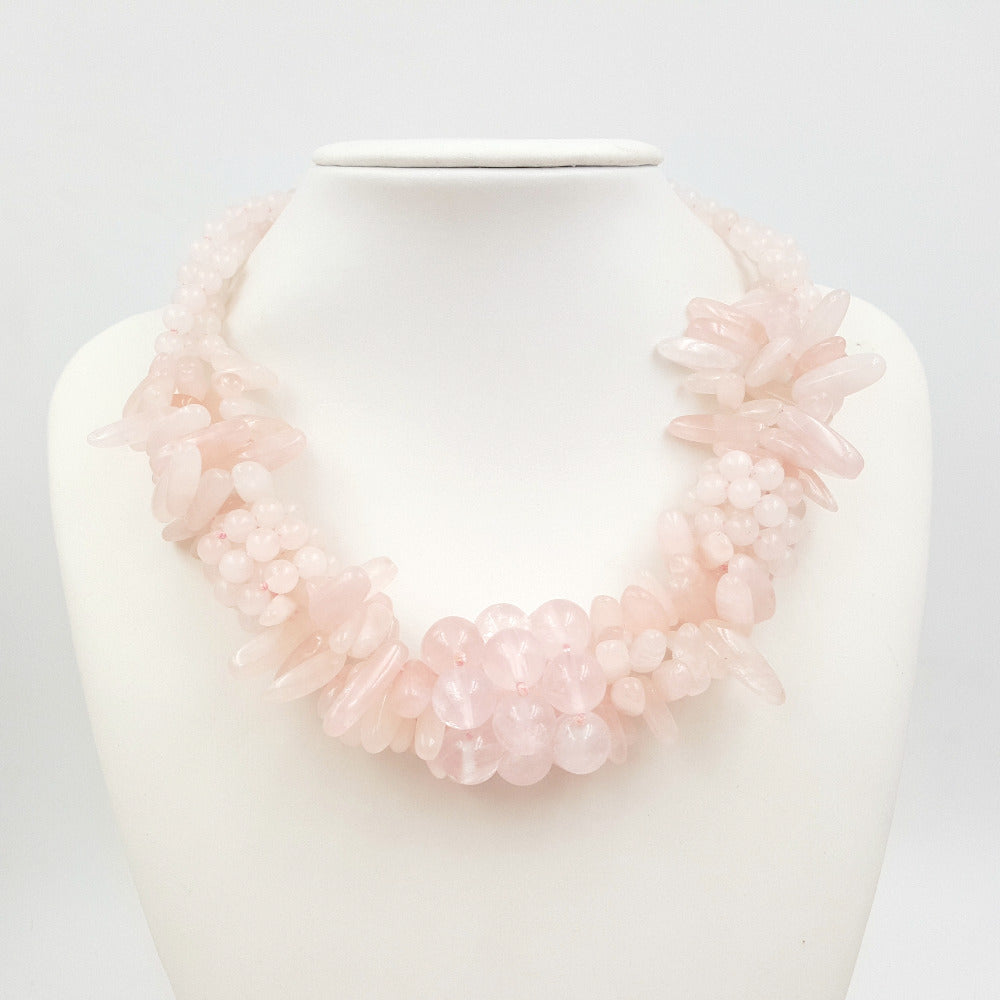 Rose Quartz beads Handmade Necklace