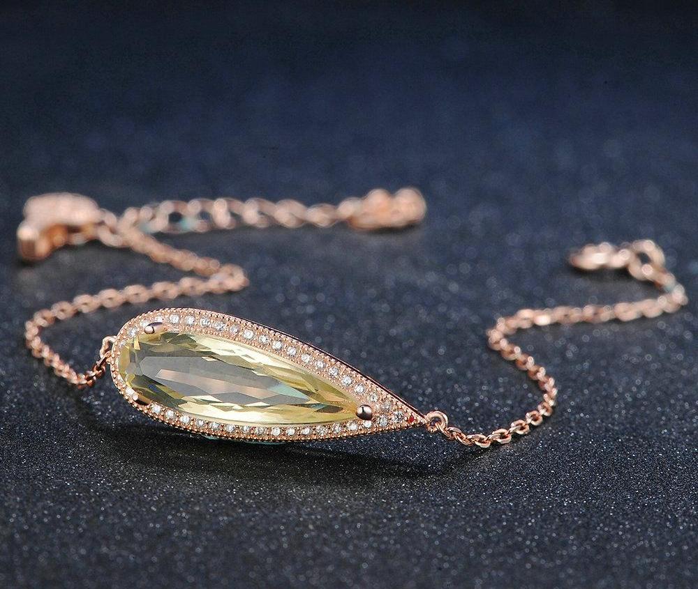 Lamoon Teardrop Luxury Natural Yellow Citrine