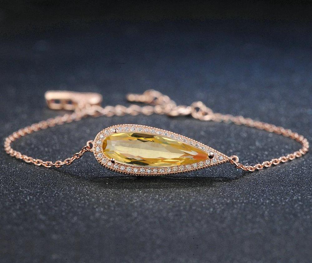 Lamoon Teardrop Luxury Natural Yellow Citrine