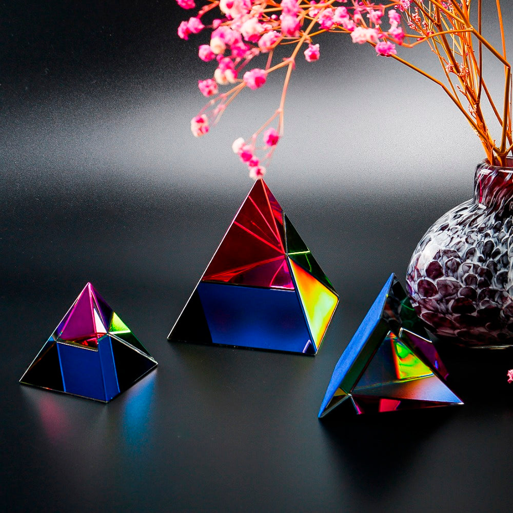 3 Sizes Egypt Egyptian Crystal Glass Pyramid Feng Shui