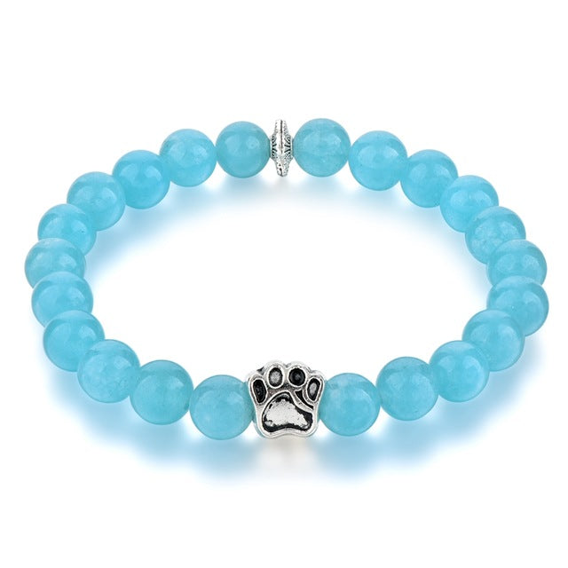 Yoga Bracelet Paw Natural Stone Bead Elastic Rope Bracelet