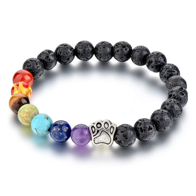 Yoga Bracelet Paw Natural Stone Bead Elastic Rope Bracelet