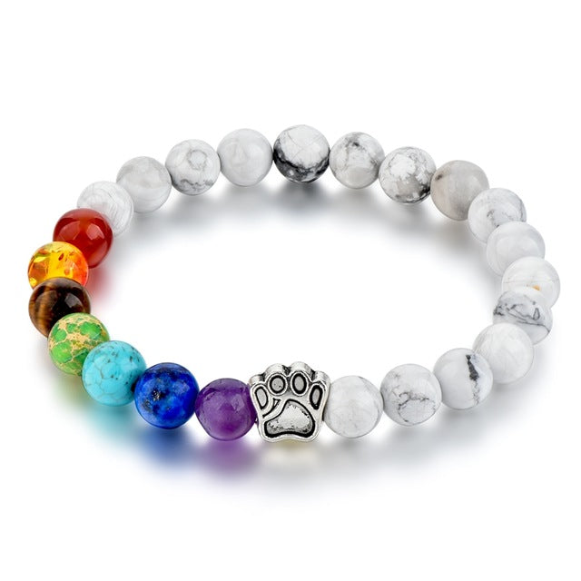 Yoga Bracelet Paw Natural Stone Bead Elastic Rope Bracelet