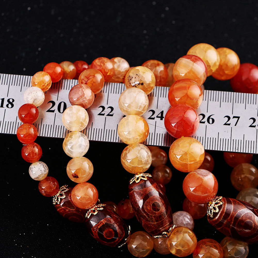 New Amber Natural Round Stone Agate Beads Bracelet