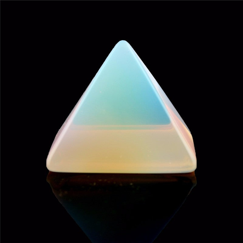 Natural Stone Carved Opalite Opal Pyramid Symbol Rose quartzs Point Chakra Healing Reiki Crystal Free pouch