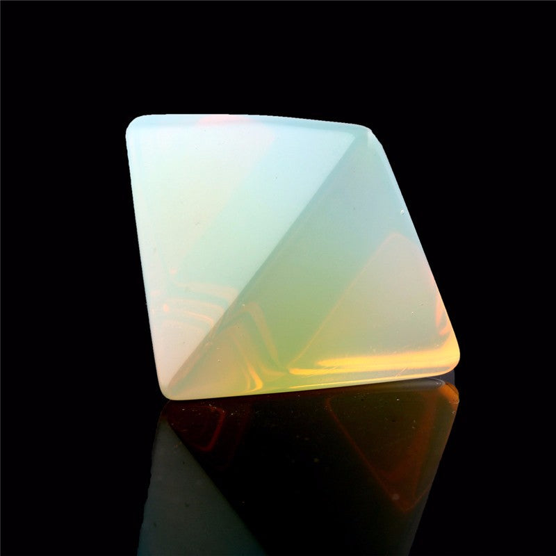 Natural Stone Carved Opalite Opal Pyramid Symbol Rose quartzs Point Chakra Healing Reiki Crystal Free pouch