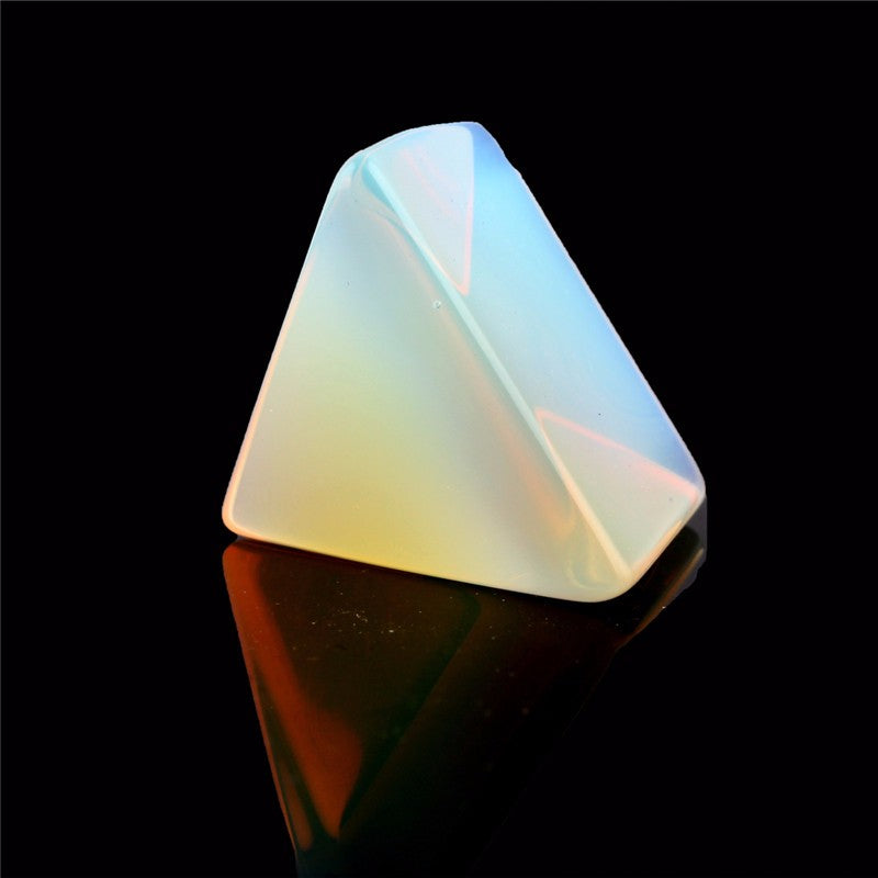 Natural Stone Carved Opalite Opal Pyramid Symbol Rose quartzs Point Chakra Healing Reiki Crystal Free pouch