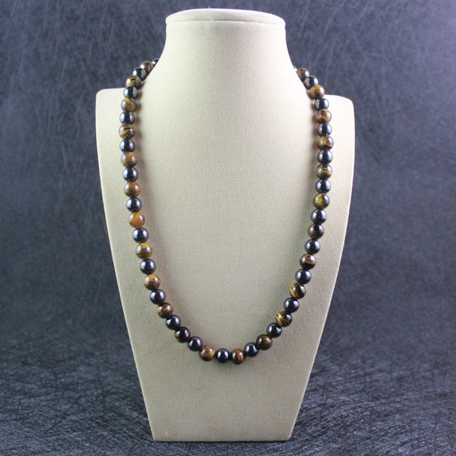 Fashion magnetic hematite beads necklaces with natural