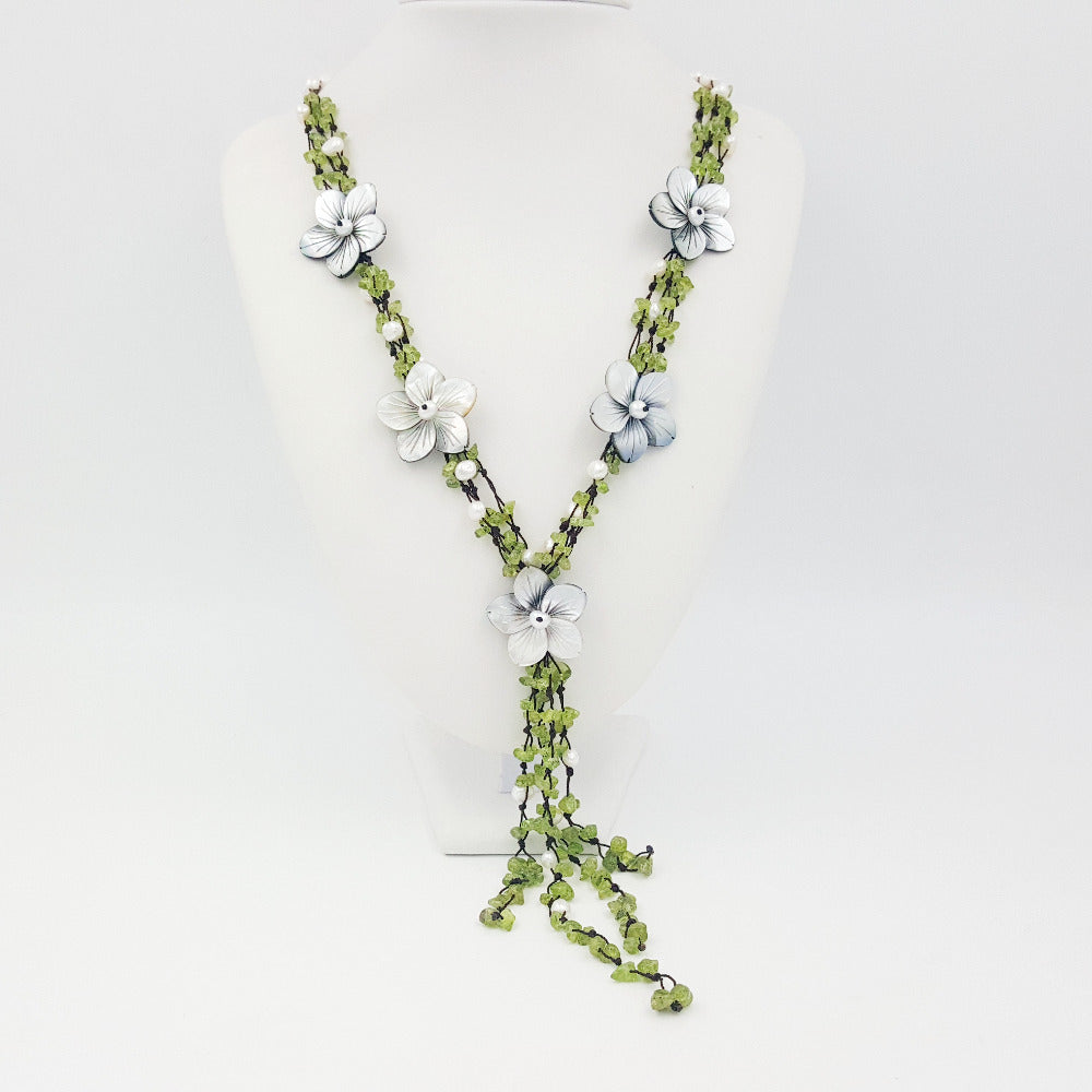 Freshwater Pearl with Jade Toggle Clasp Necklace