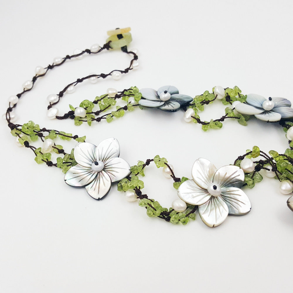 Freshwater Pearl with Jade Toggle Clasp Necklace