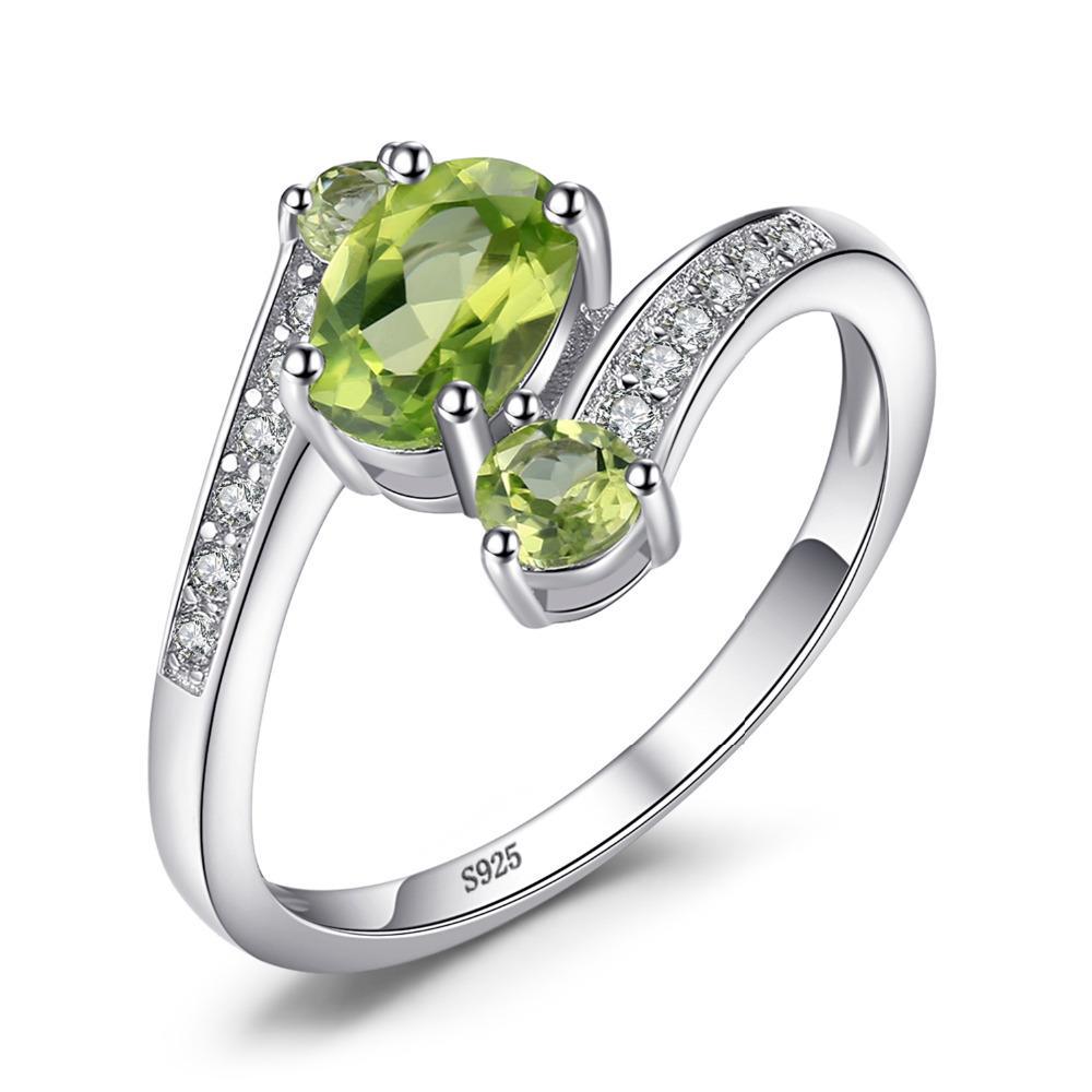 3 Stones Natural Peridot Ring