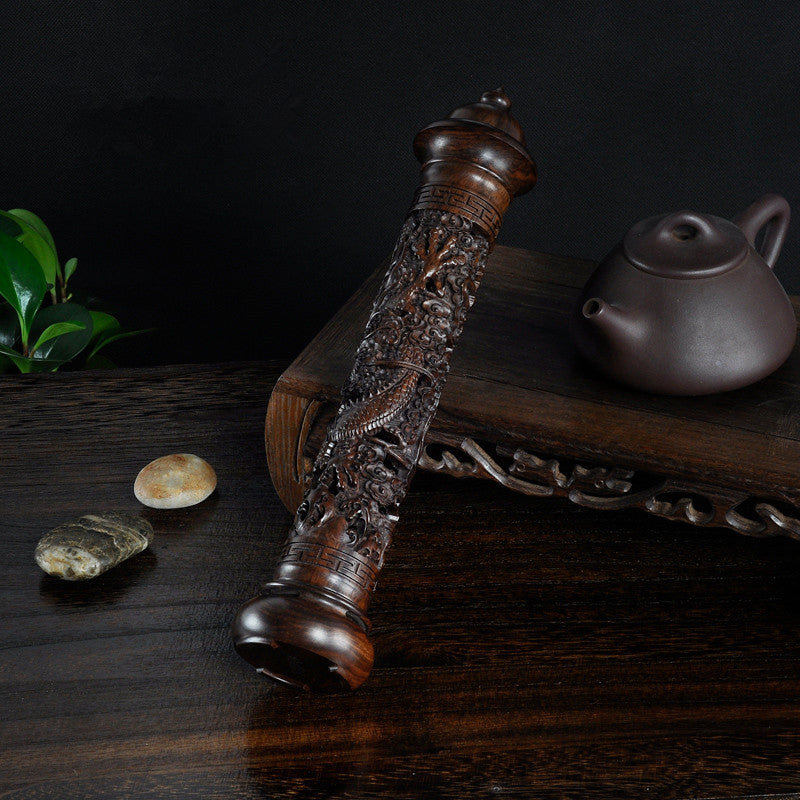 Ebony Wood Dragon Sculpture Stick Incense Burner