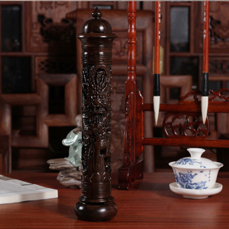 Ebony Wood Dragon Sculpture Stick Incense Burner