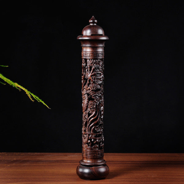 Ebony Wood Dragon Sculpture Stick Incense Burner