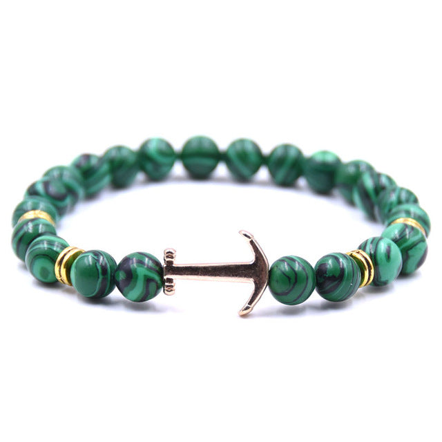 Natural Stone Anchor Bracelet Arrow White Black Onyx