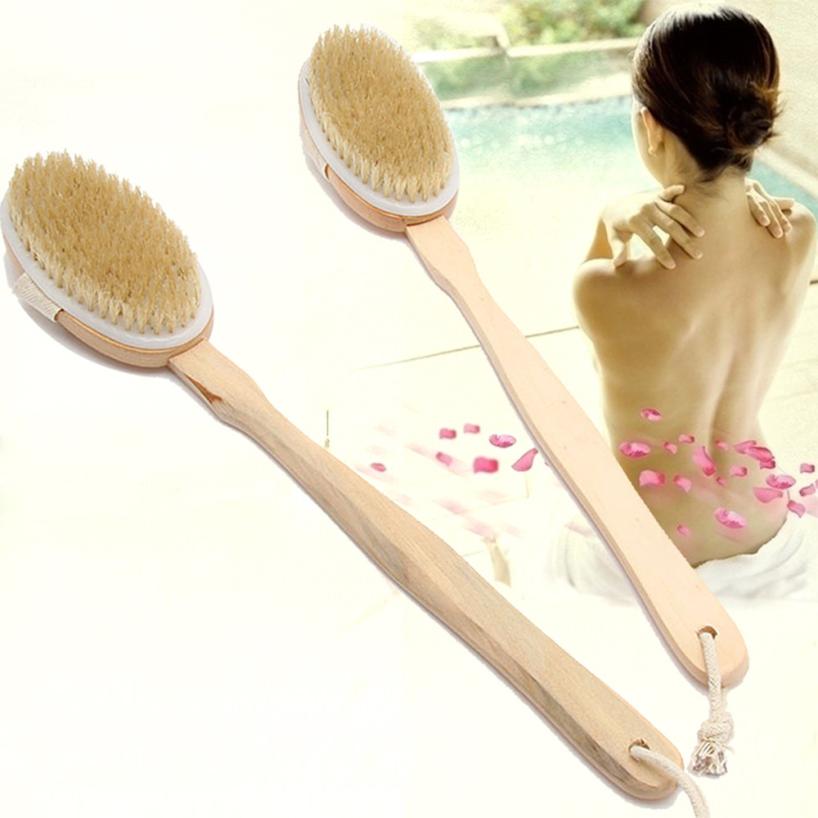 Bath Body Brush Boar Bristles Exfoliating Body Massager