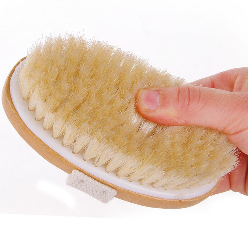 Bath Body Brush Boar Bristles Exfoliating Body Massager