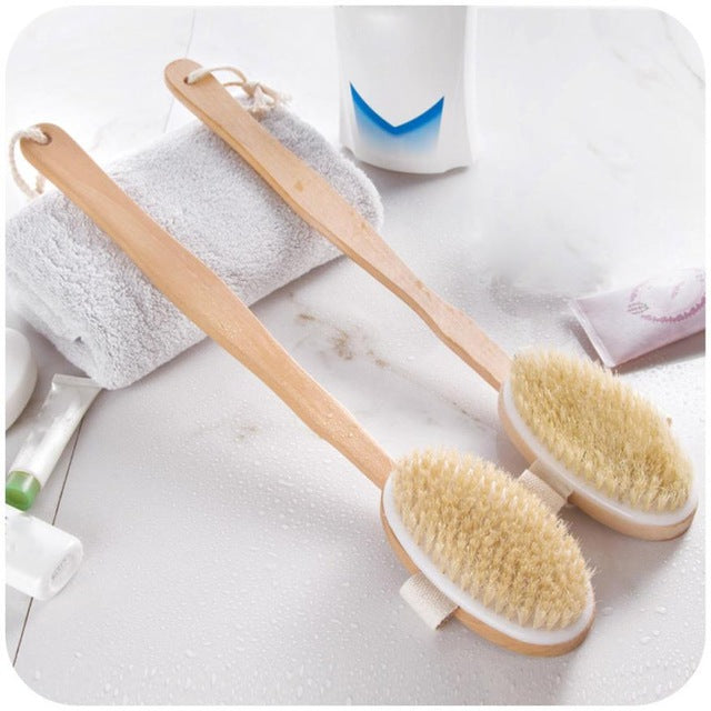 Bath Body Brush Boar Bristles Exfoliating Body Massager