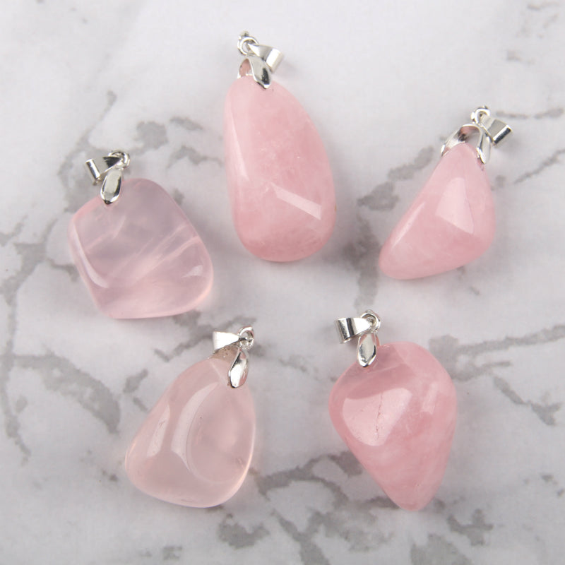 Natural Rose Quartzs pendant health lucky irregular shape Stone