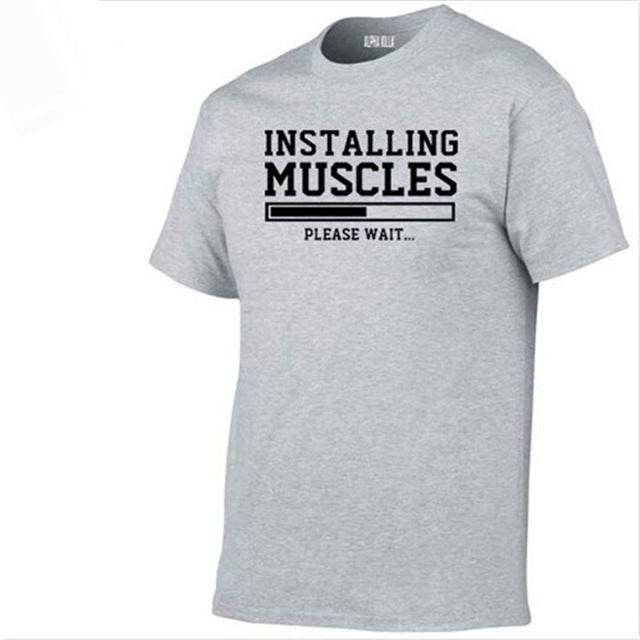 Men's T-shirts summer 2018 printed INSTALLING MUSCLES funny T-shirt fashion brand clothing