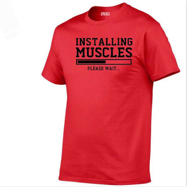 Men's T-shirts summer 2018 printed INSTALLING MUSCLES funny T-shirt fashion brand clothing