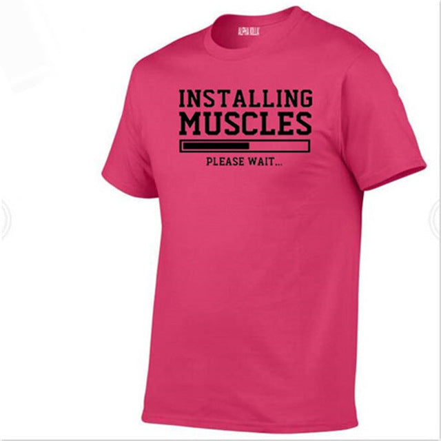 Men's T-shirts summer 2018 printed INSTALLING MUSCLES funny T-shirt fashion brand clothing
