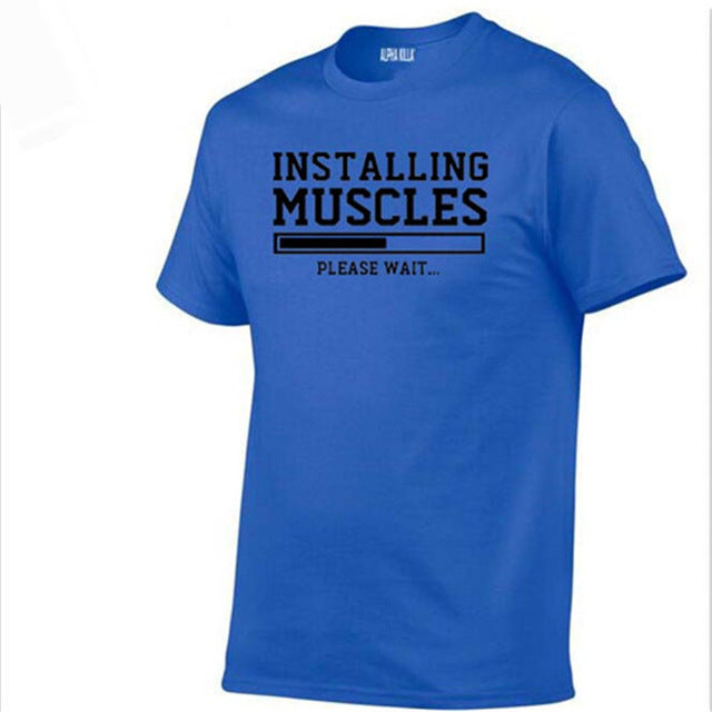 Men's T-shirts summer 2018 printed INSTALLING MUSCLES funny T-shirt fashion brand clothing