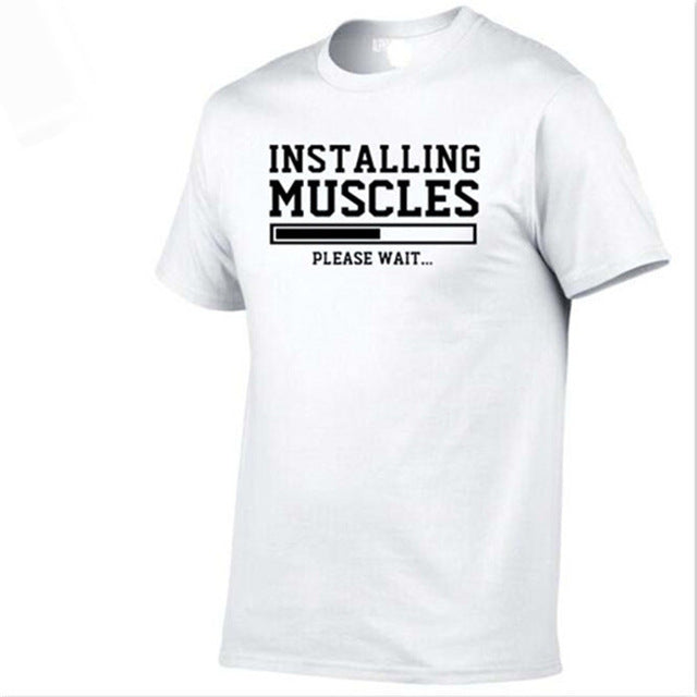 Men's T-shirts summer 2018 printed INSTALLING MUSCLES funny T-shirt fashion brand clothing