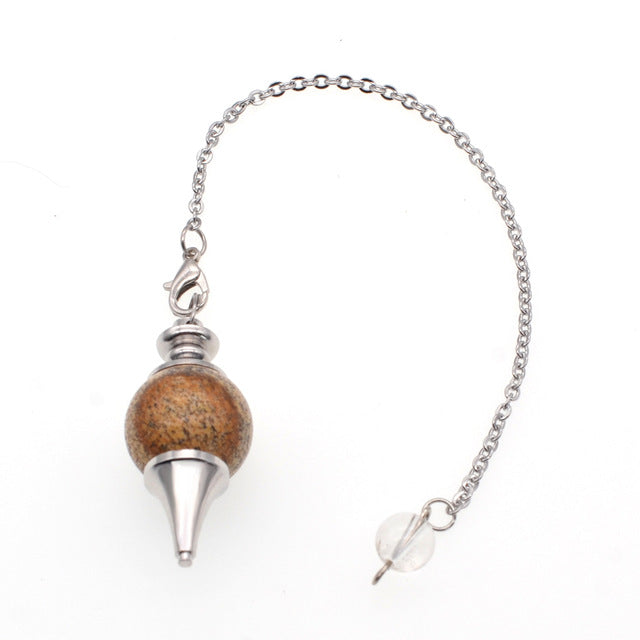 7 Chakra Healing Natural Stone Lapis Lazuli Pendulum Pendant Necklace